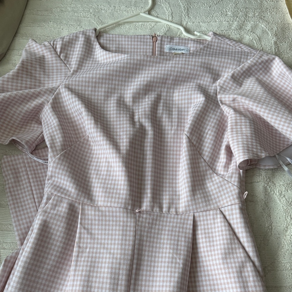Calvin Klein Soft Pink & White Houndstooth Sheath Jumpsuit - Picture 9 of 13